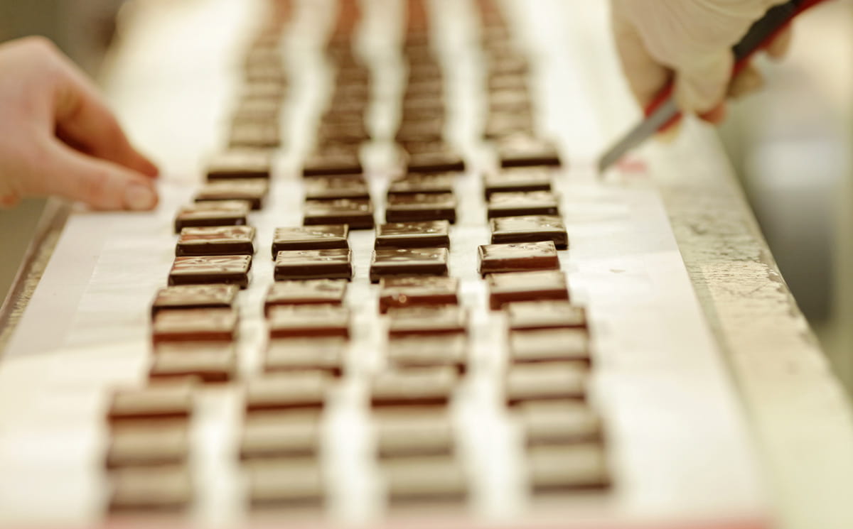 Alignement de chocolats